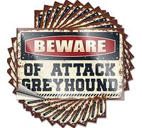 Calcomanías y calcomanías divertidas para caja de herramientas Beware of Attack Greyhound, 10 unidades, calcomanías para camiones para hombres, calcomanías para automóviles (6 x 9 cm)