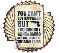Calcomanías y calcomanías divertidas para coche con texto en inglés "You Can't Buy Happiness But Can Guns&Ammo", 10 unidades (6 x 9 cm)