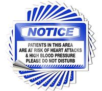 Calcomanías y calcomanías para caja de herramientas, aviso de que los pacientes en esta área están en riesgo de corazón, 10 unidades de calcomanías de advertencia para dormitorio (6 x 9 cm)