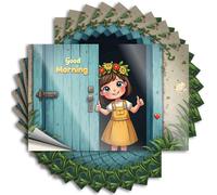 Calcomanías y calcomanías para caja de herramientas, diseño de niña feliz con corona de flores que da los pulgares hacia arriba en el jardín, 10 calcomanías para coche (12 x 18 cm)