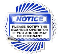 Calcomanías y calcomanías para coche, aviso al operador del escáner si estás o puede estar embarazada, 10 calcomanías para caja de herramientas y calcomanías (8 x 12 cm)