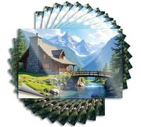 Calcomanías y calcomanías para coche, cabaña de montaña por el río, 10 unidades, divertidas calcomanías para decoración de cueva de hombre y accesorios (8 x 12 cm)