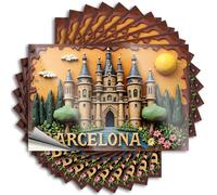 Calcomanías y calcomanías para coche, castillo de Barcelona: una fantasía de cuento de hadas con luces doradas, 10 calcomanías de broma para adultos (8 x 12 cm)