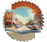 Calcomanías y calcomanías para coche, coches clásicos y hojas de otoño en una ciudad pequeña, 10 calcomanías anti Biden, letreros divertidos para cueva de hombre (8 x 12 cm)