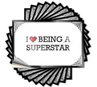 Calcomanías y calcomanías para coche con texto en inglés "I Love Being A Superstar", calcomanías en blanco y negro para adultos (6 x 9 cm)