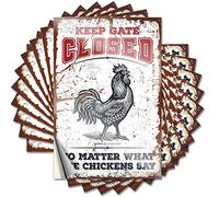 Calcomanías y calcomanías para coche con texto en inglés "Keep Gate Closed No Matter What The Chickens Say Funny Sticker 10 Pcs Race Car Stickers and Decals (6 x 9 cm)
