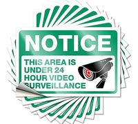 Calcomanías y calcomanías para coche, esta área es menos de 24 horas de videovigilancia, 10 calcomanías divertidas para ventana de coche (6 x 9 cm)