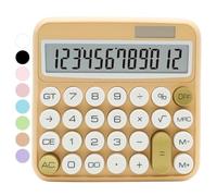 Calculadora blanca, calculadora estándar beige de 12 dígitos con pantalla LCD grande y botones grandes, accesorios de oficina de oro blanco para mujer, bonita calculadora para oficina, escuela, hogar,