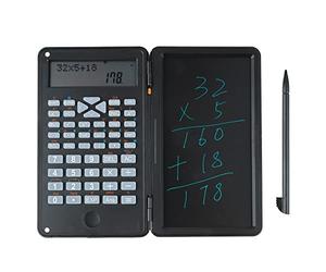 Calculadora científica con Tableta de Escritura LCD borrable, calculadora matemática Pantalla LCD de Dos líneas con Bloc de Notas, Tableta de Escritura, Material imprescindible
