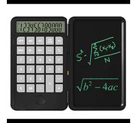 Calculadora de 12 dígitos con mesa de escritura de pantalla LCD de 6.5 pulgadas, calculadoras para estudiantes, calculadoras de impuestos, oficina (color: negro)