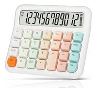 Calculadora de 12 dígitos, pantalla grande de escritorio y botones, calculadora rosa con pantalla LCD grande para oficina, escuela, hogar y uso comercial, apagado automático, con batería