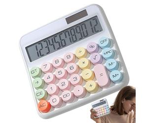 Calculadora de escritorio grande, calculadora de botones grandes de 12 dígitos, pantalla inclinable de 15 grados, pantalla LCD de 5 pulgadas, máquina de adición colorida para finanzas, negocios
