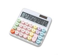 Calculadora de escritorio LCD grande púrpura ergonómica para diseño modo de alimentación dual para matemáticas finanzas papelería necesidades 15.3 x 14 cm (blanco)