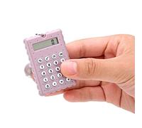 Calculadora de Llavero, Mini calculadora de Llavero portátil Estilo Galletas Lindas, Calculadora de Bolsillo con Pantalla de 8 bits para niños/Estudiantes(Púrpura)