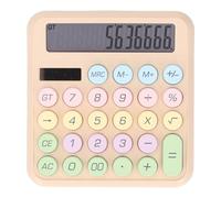 Calculadora de Potencia Dual Batería Solar Fuelgada de 12 dígitos LCD Pantalla LCD Claves Redondas Calculadora de Escritorio portátil para Estudiantes de la Escuela de Oficina (Color de té con Leche)
