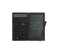 Calculadora digital con tableta de escritura LCD, negra, pantalla de 12 dígitos, bloc de notas integrado, 5.3 x 3.4 pulgadas, doble función para matemáticas, oficina