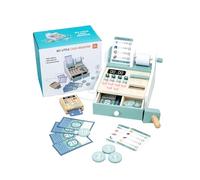 Calculadora Juguete de registro de efectivo: máquina de visualización de madera con botones interactivos | Educational Featend Play Checkout Juego de supermercado para niños Niños para niños Aprendiza