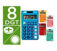 Calculadora liderpapel bolsillo xf14 8 digitos solar y pilas 115x65x8 mm expositor de 16 unidades colores