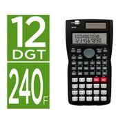 Calculadora liderpapel cientifica xf33 12 digitos 240 funciones con tapa solar y pilas color negro 156x85x20 - XF33