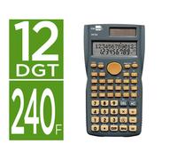 Calculadora liderpapel cientifica xf34 12 digitos 240 funciones con tapa solar y pilas color gris 156x85x20