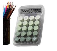 Calculadora mecánica, teclas redondas transparentes, color degradado, estilo retro, pantalla LCD de botón grande, decoración estética de escritorio para oficina, finanzas y contabilidad