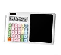 Calculadora solar de 12 dígitos, con tablero de escritura LCD, tableta de dibujo, calculadora electrónica digital con bloc de escritura para oficina, trabajo, escuela, estudio (blanco)