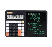 Calculadora solar de 12 dígitos, fuente de alimentación doble con tablero de escritura LCD, función estándar, calculadora de función estándar para estudiantes con tablero de escritura LCD