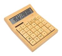 Calculadoras de Escritorio de bambú, Calculadora de Funciones con Pantalla LCD Digital de 12 bits, Fuente de Alimentación Dual Solar y de Batería, para Office Home School