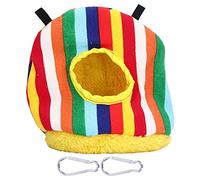 Cálculo de pájaro cálido Forma Redonda de Felpa Suave Save Save Save Safety Parrots House for Birds Plush Material 17.5 cm 70g Incluye 2 Ganchos (A Rayas)
