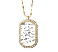Calculus - Collar con colgante de fórmulas matemáticas pintadas con diamantes de cristal dorado