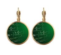 Calculus - Pendientes de gota con clip de oro pintados con fórmulas matemáticas sin perforación