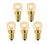 Caldarax 5 Piezas Bombilla Horno E14 T22, Blanco Cálido 2700K, AC 230V, 160LM, Bombilla De Sal Regulable, Resiste Altas Temperaturas De 300°C, Para Microondas, Lámpara De Sal, Lámpara Pygmy