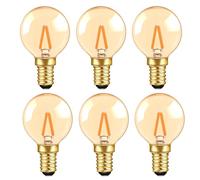 Caldarax Bombilla Vintage G40 E14 LED 1W, Bombilla LED E14 Mini Globo Equivalente 10W Incandescente, Ámbar E14 Bombilla de Filamento, 2200K Blanco Cálido, No Regulable, 6 unidades
