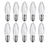Caldarax Paquete de 10 Bombillas de Vela E10 12V 3W Bombillas de Repuesto, Blanco Cálido 2700K, 30LM, Vela puntiaguda, para Cadena de Luces, Árbol de Navidad, Arcos, Luces de Puente, Velas de Navidad