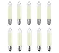 Caldarax Paquete de 10 Bombillas de Vela E10 12V 3W Bombillas de Repuesto, Blanco Cálido 2700K, 30LM, Vela puntiaguda, para Cadena de Luces, Arcos, Luces de Puente, Velas de Navidad, Arbol de Navidad