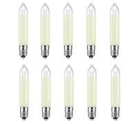 Caldarax Paquete de 10 Bombillas de Vela E10 16V 3W Bombillas de Repuesto, Blanco Cálido 2700K, 30LM, Vela puntiaguda, para Cadena de Luces, Arcos, Luces de Puente, Velas de Navidad, Arbol de Navidad