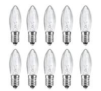 Caldarax Paquete de 10 Bombillas de Vela E10 24V 3W Bombillas de Repuesto, Blanco Cálido 2700K, 30LM, Vela puntiaguda, para Cadena de Luces, Arcos, Luces de Puente, Velas de Navidad