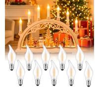 Caldarax Paquete de 10 Bombillas de Vela E10 LED 14-55V 0.2W Bombillas de Repuesto, Blanco Cálido 2100K, Vela Puntiaguda, para Arcos, Cadena de Luces, Luces de Puente, Velas de Navidad