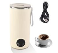 Caldera de agua caliente de viaje, 400 ml 55 ° C Hervidor eléctrico portátil inalámbrico Calentador de leche de acero inoxidable con agitador giratorio para café, té, leche