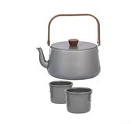 Caldera de camping de aluminio de 1L y dos tazas de 150 ml para actividades al aire libre para senderismo, mochileros, picnic y servicio de bebidas calientes