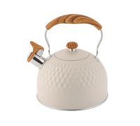 Caldera de flauta - kessels de té con aspecto de madera, caldera de agua de 23 cm - Corera de acero inoxidable de 2.5L con mango ergonómico y función de silbato, ideal para inducción, acampar, cocina,