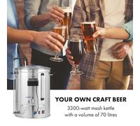 Caldera de maceración Brauheld Pro 3300W 70L 30-100°C bomba de circulación acero inoxidable Klarstein
