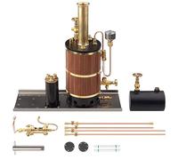 Caldera de vapor vertical de latón de 230 ml para motor de vapor marino, caldera generadora de recuperación de calor con base de madera aislada para adultos mecánicos, aficionados a la ingeniería (sin