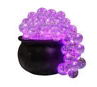 Caldero de bruja de Halloween, kit de caldero burbujeante con efecto de luz morada, tarro de bruja negro, soporte para caramelos, botella para fiesta de Halloween, decoración del hogar y decoración de