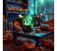 Caldero de Brujas - Caldero Decoración Halloween Frasco | Negro Siniestro con Botellas De Pocion Flotantes Decoracion para Accesorios Casa Encantada Uso Interior Exterior