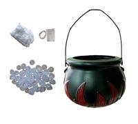 Caldero de caldero - Caldero de Halloween - 14.5cm Halloween Pot Candy Holder Transparente Pvc Battery Operated 3 no incluido con cable de luz Pearl Cotton Party Decor Bubble Bowl Display