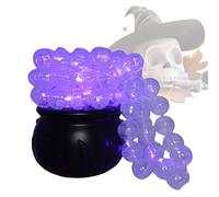 Caldero de caldero - Caldero de Halloween - 14.5cm Halloween Pot Candy Holder Transparente Pvc Battery Operated 3 no incluido con cable de luz Pearl Cotton Party Decor Bubble Bowl Display