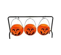 Caldero de Halloween 2025, cuencos para servir caramelos, paquete de 3 soportes de plástico para dulces para el hogar, interiores y exteriores, decoración de fiesta infantil, cubo de calabaza, vestido