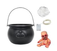 Caldero de Halloween con Luces - Caldero Negro De Brujas, Decoración Macetas De Caldera De Halloween De Bruja Negra | Accesorios De Terror De Construcción Resistente para Mesa De E