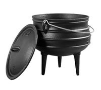 Caldero de hierro fundido, caldero de bruja de 3 litros con tapa y patas, olla para cocinar al aire libre para acampar, chimenea, decoración de Halloween